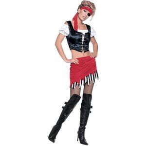Leg Avenue 5 PC Pirate Costume Set Size Large Red Black Halloween Cosplay NEW